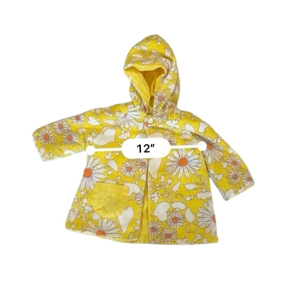 Vintage Toddler Terry Cloth Robe Handmade Yellow Daisy Swim Cover Up Size 2/3